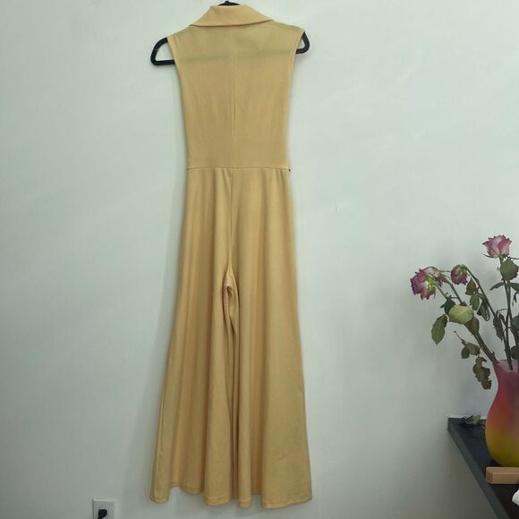 Vintage Handmade Yellow Wide Leg Zip Up Jumpsuit - Small - Picture 8 of 14